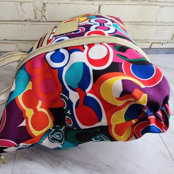 Euc Coach Poppy Graffitti Pop Art Signature Tote Bag w/Wallet - Picture 11 of 17